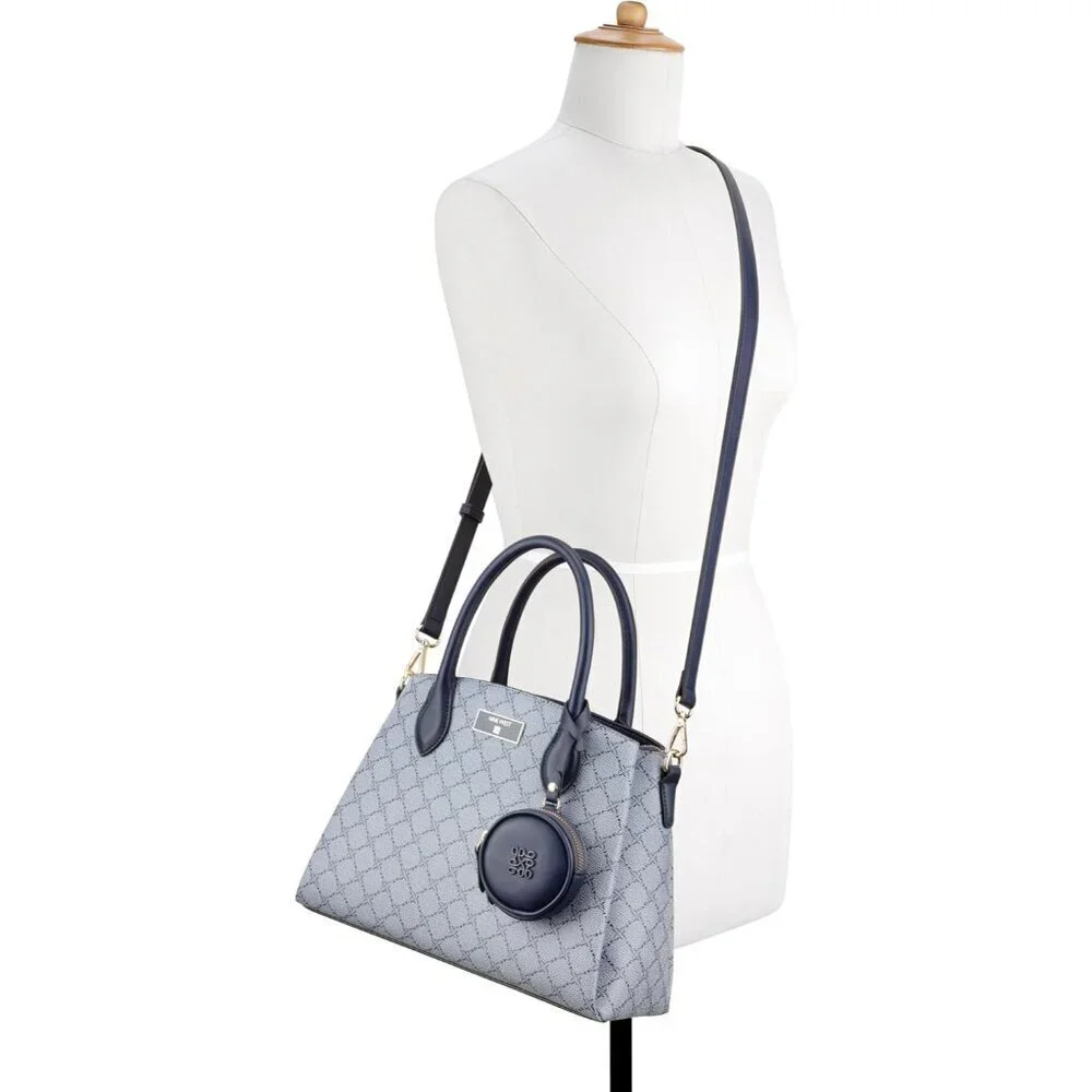 Women's Mary Satchel Cotton Blend Lining Zipper Top Organizer Purse